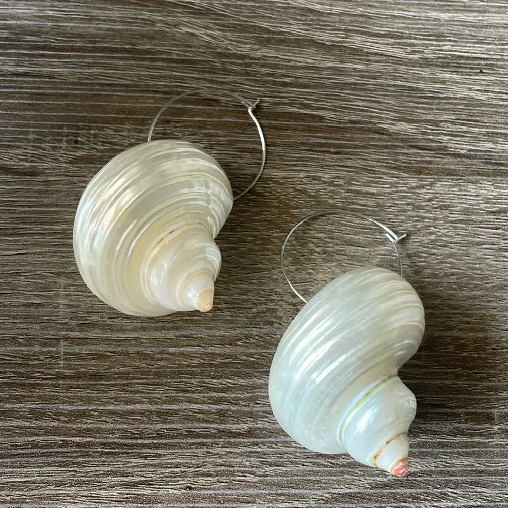 Seashell hoop earrings N269 - Picture 3 of 4